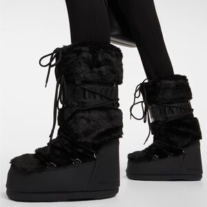 Icon Black Faux Fur Moon Boot